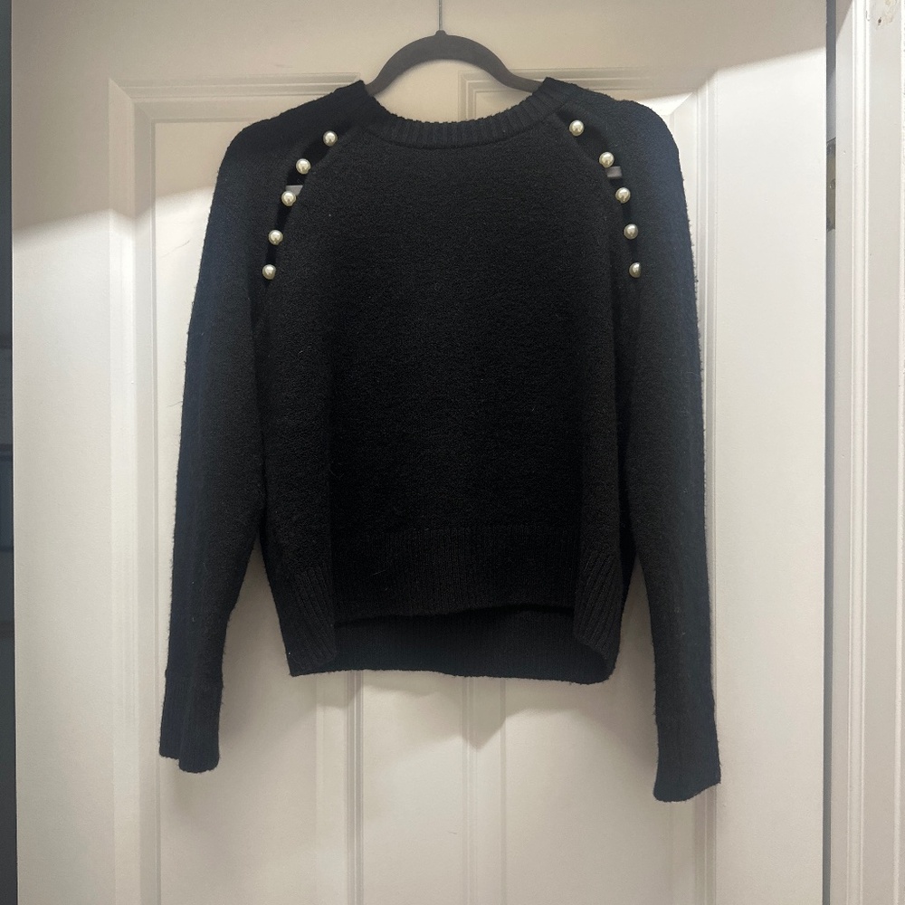 Alice + Olivia black sweater with pearl detail - XS